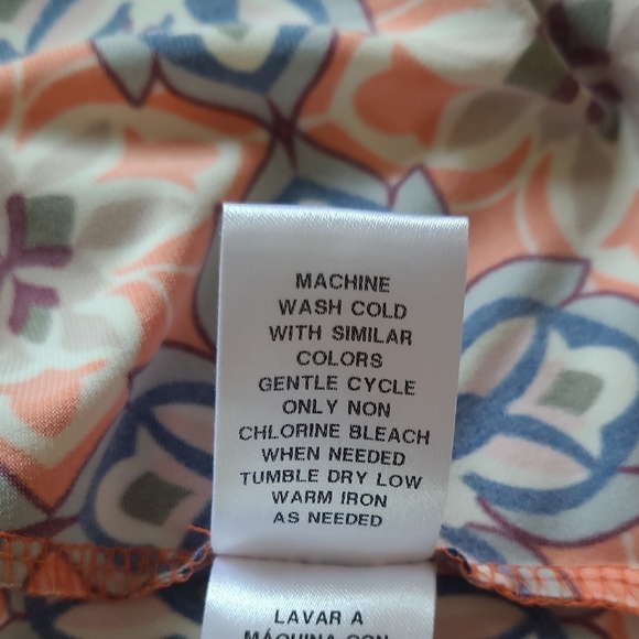 Wisp Petites Orange and Blue Floral Print Sleeveless Sundress - Size 8P (Petite) - Picture 6 of 6